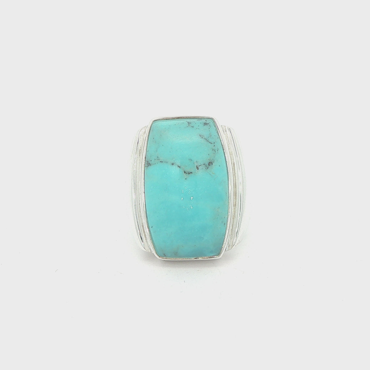 Vintage Estate Sterling Silver Rectangular Turquoise Ring – Size 9.25