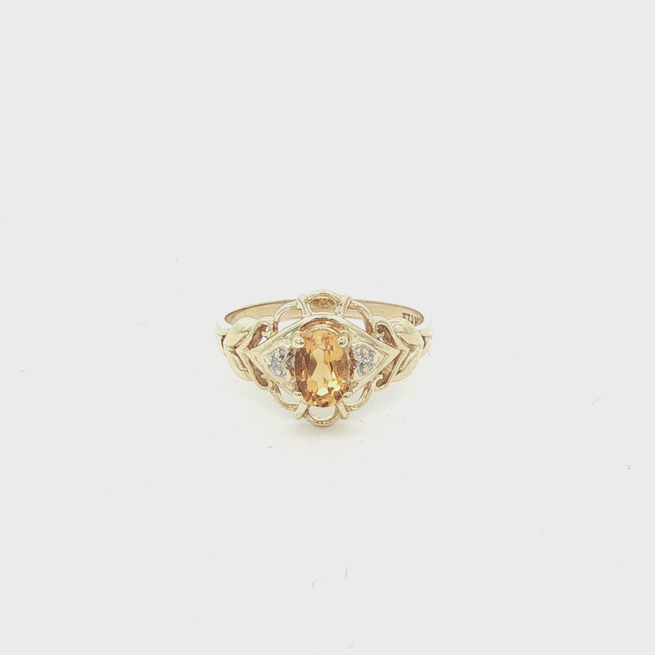 10k Yellow Gold Citrine Oval Diamond Ring