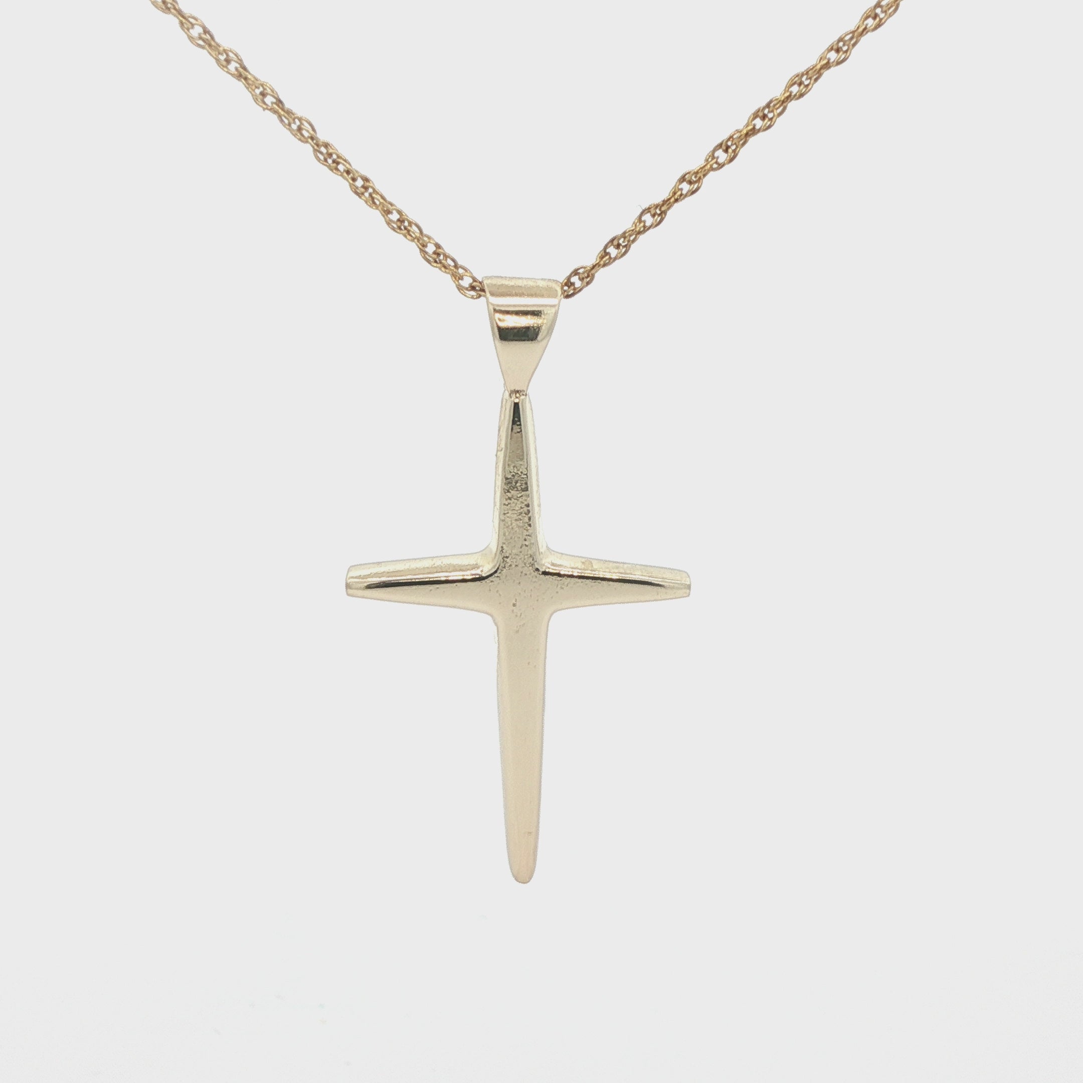 Estate 14K Yellow Gold Cross Pendant Classic Polished Design