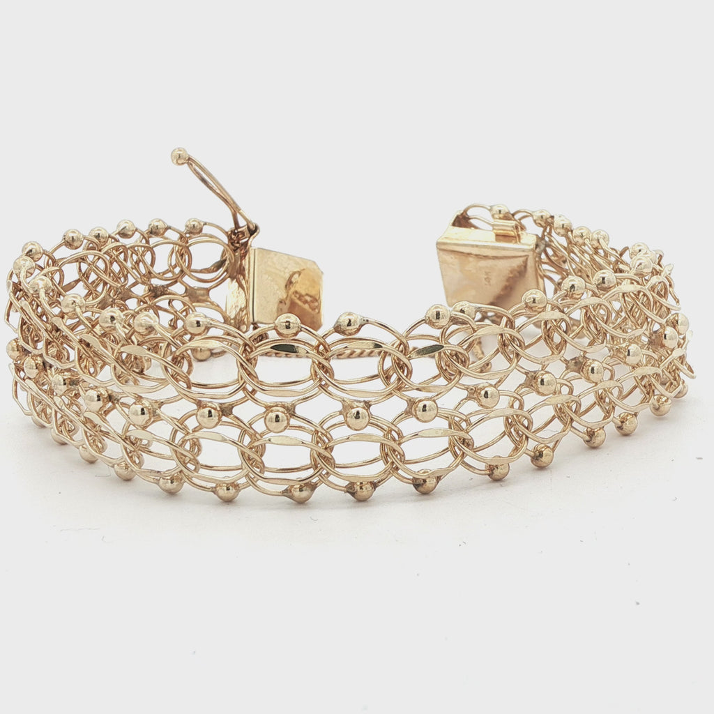 Vintage 14K Yellow Gold Multi-Link Charm Bracelet - 1960s Estate 7 Inch