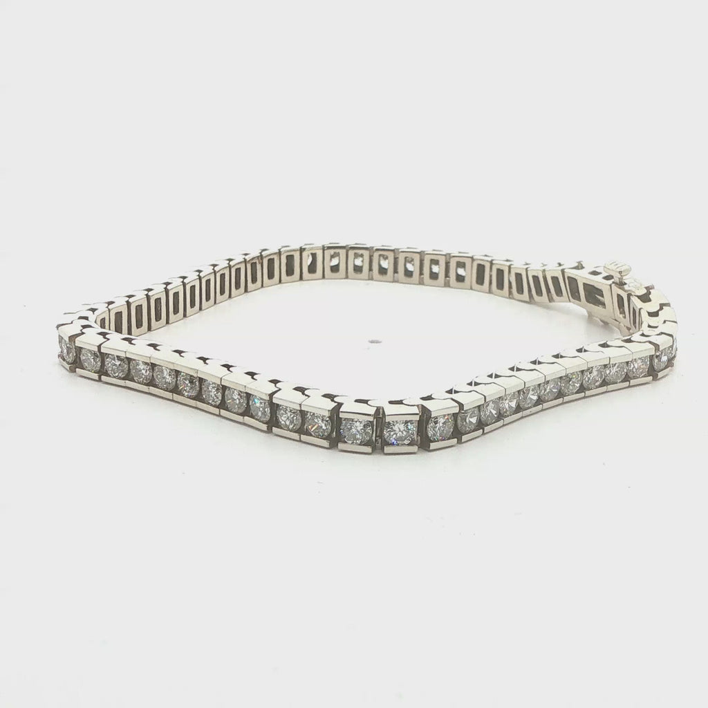 Estate 14K White Gold Natural Diamond Tennis Bracelet – Approx. 6 CTW, 6.5-Inch Wrist Fit
