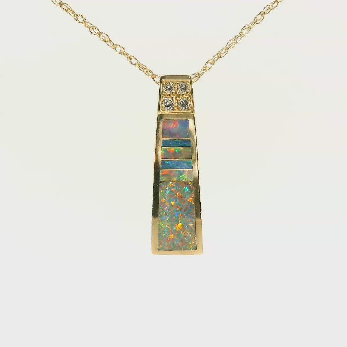 Opal inlay and Diamond Pendant