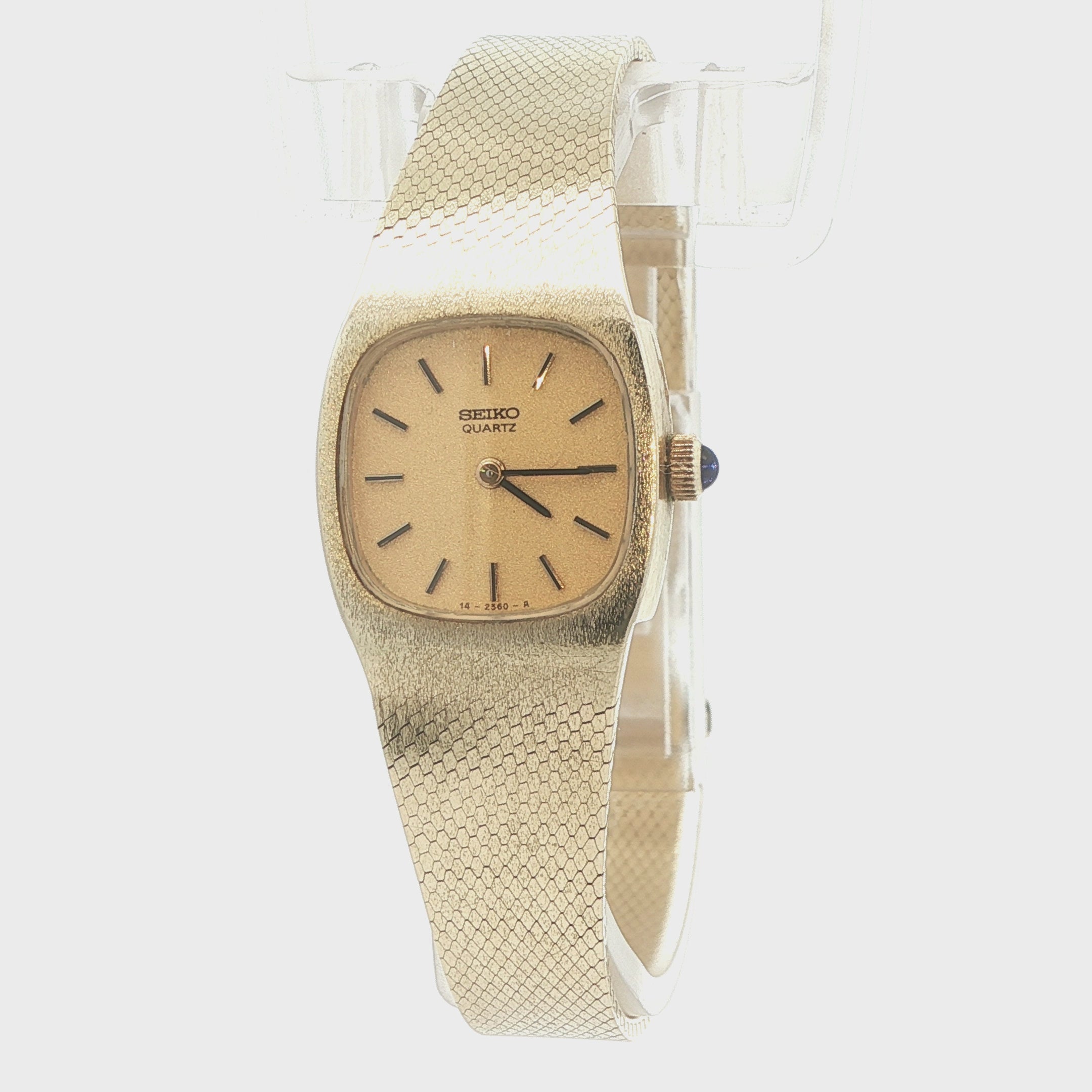 Estate Vintage 1980 Seiko Quartz 14K Yellow Gold Ladies Bracelet Watch