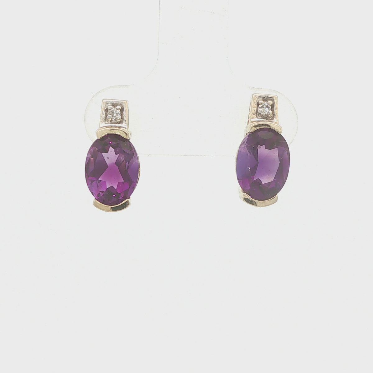 Estate 14K Yellow Gold 2.50 CTW Natural Amethyst & Diamond Earrings