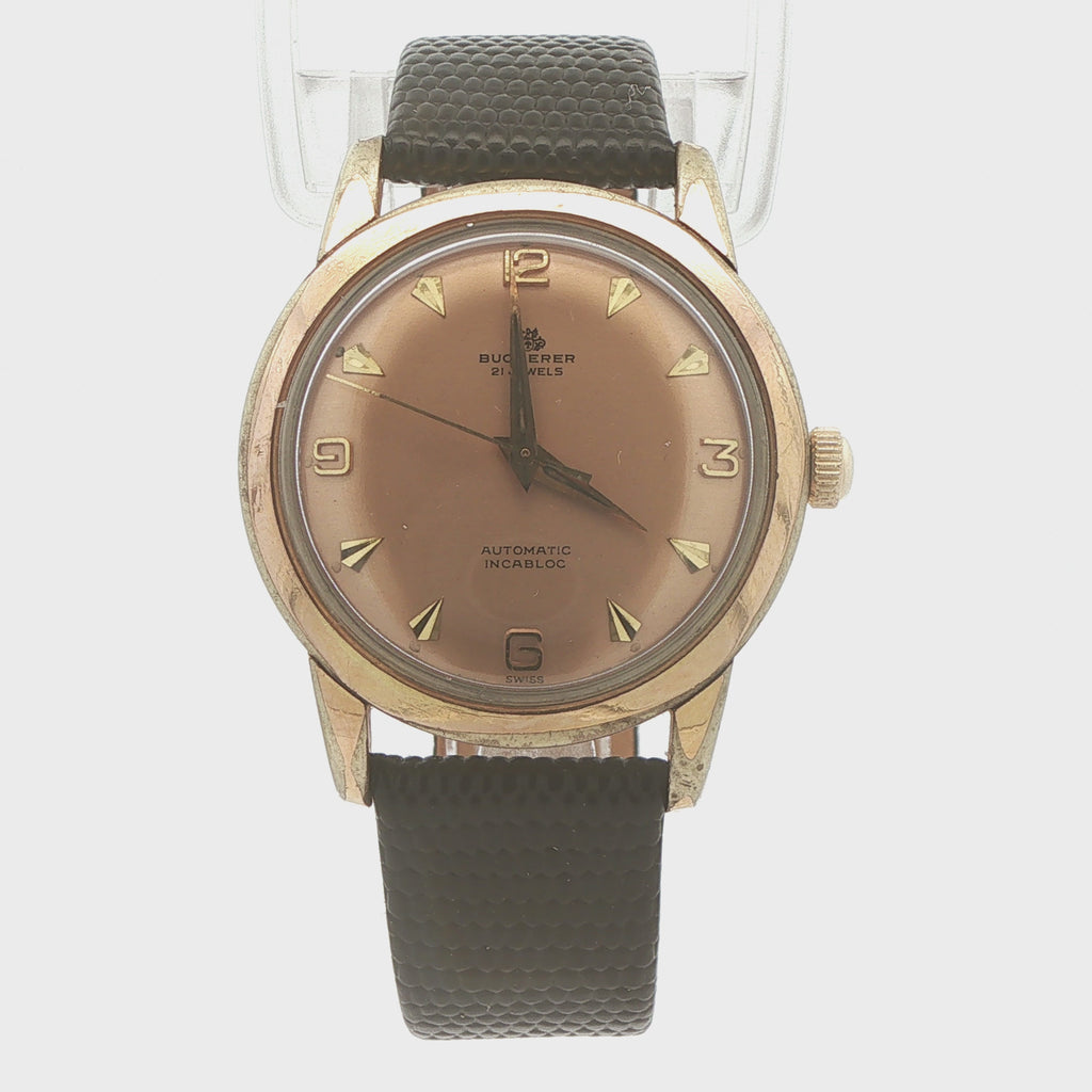 Estate Bucherer 21-Jewel Automatic Swiss Dress Watch, Gold-Tone, Circa 1960s