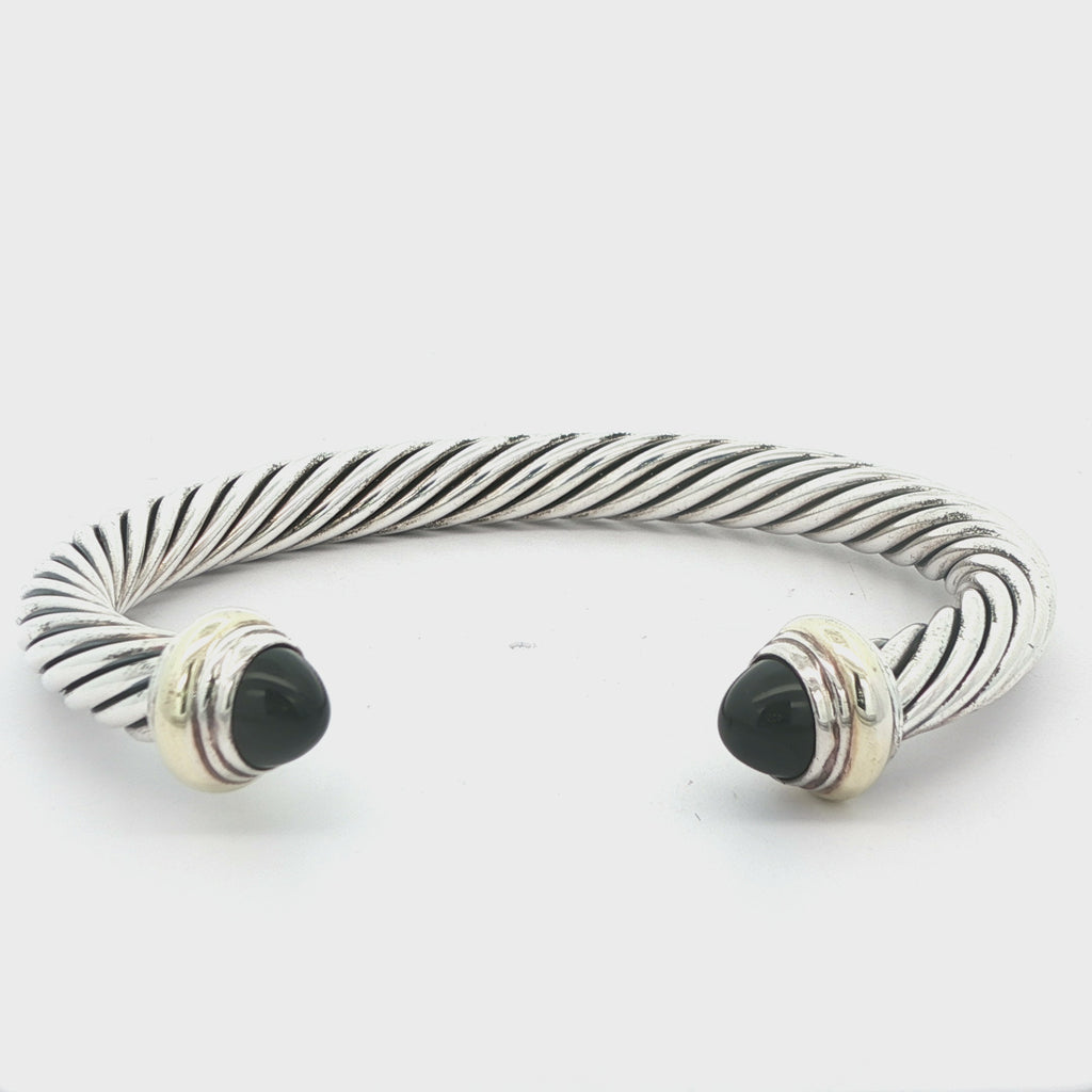 David Yurman Sterling Silver 14K Gold Estate Bangle