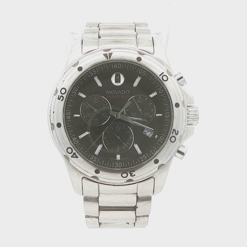 Circa 2010s Estate Movado Series 800 Swiss Chronograph Stainless Steel 41mm Watch