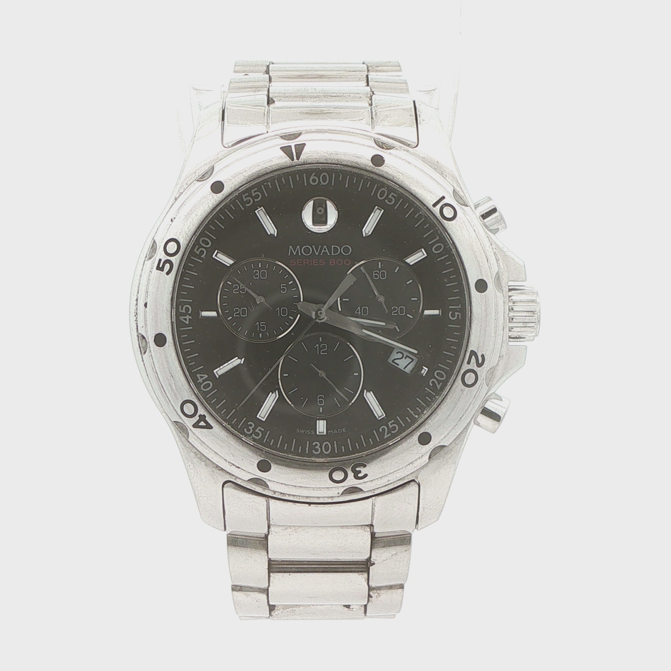 Circa 2010s Estate Movado Series 800 Swiss Chronograph Stainless Steel 41mm Watch
