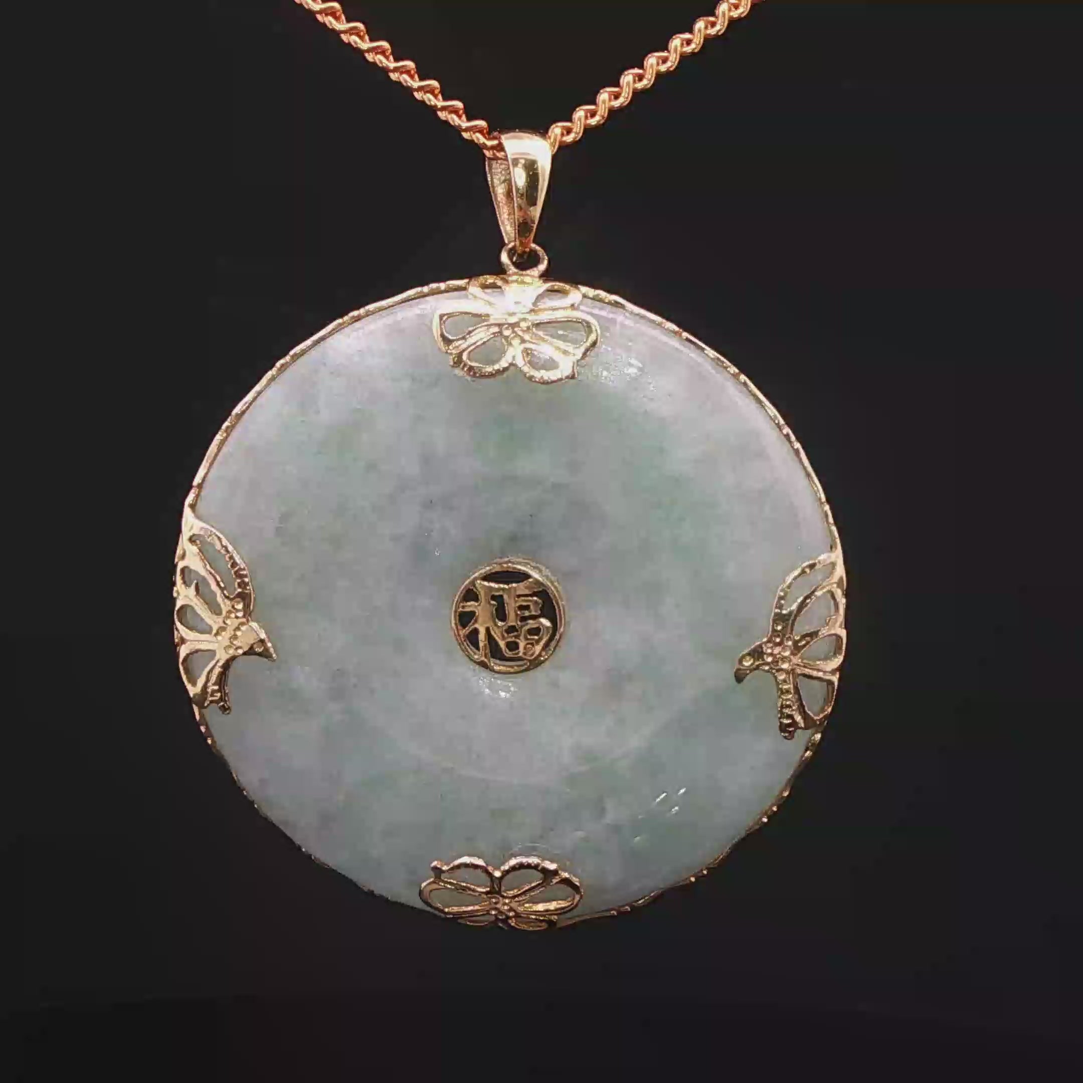 Large Jade Gold Disc Pendant