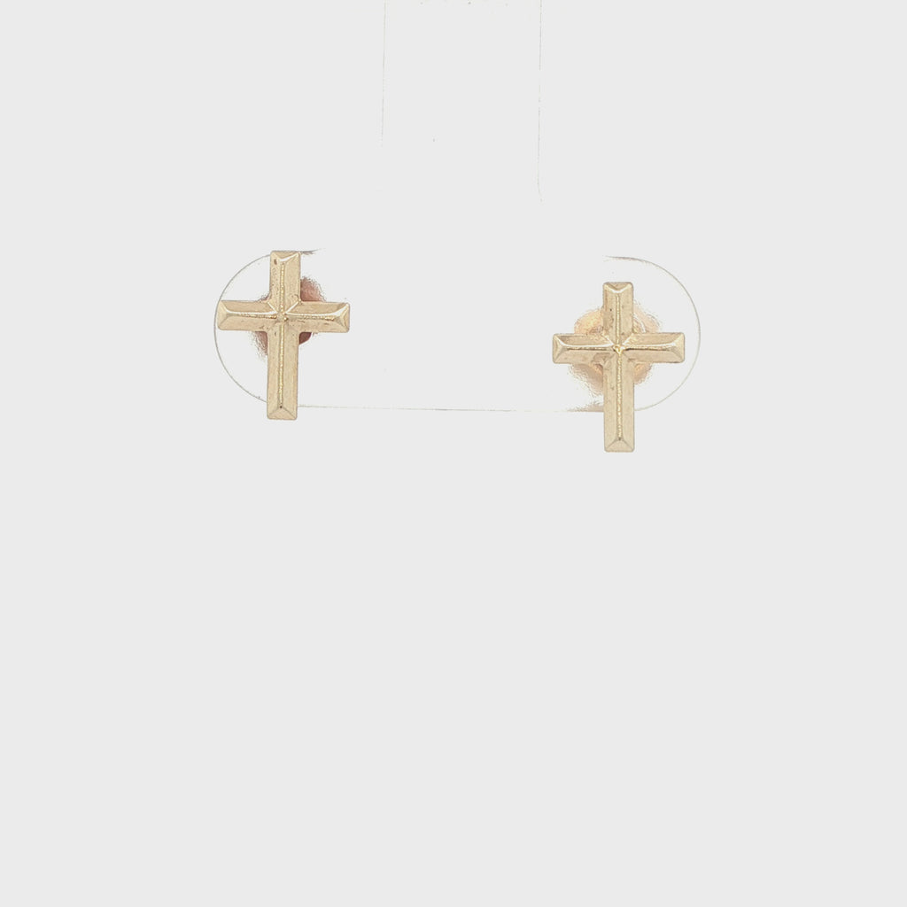 Estate 14K Yellow Gold Cross Stud Earrings