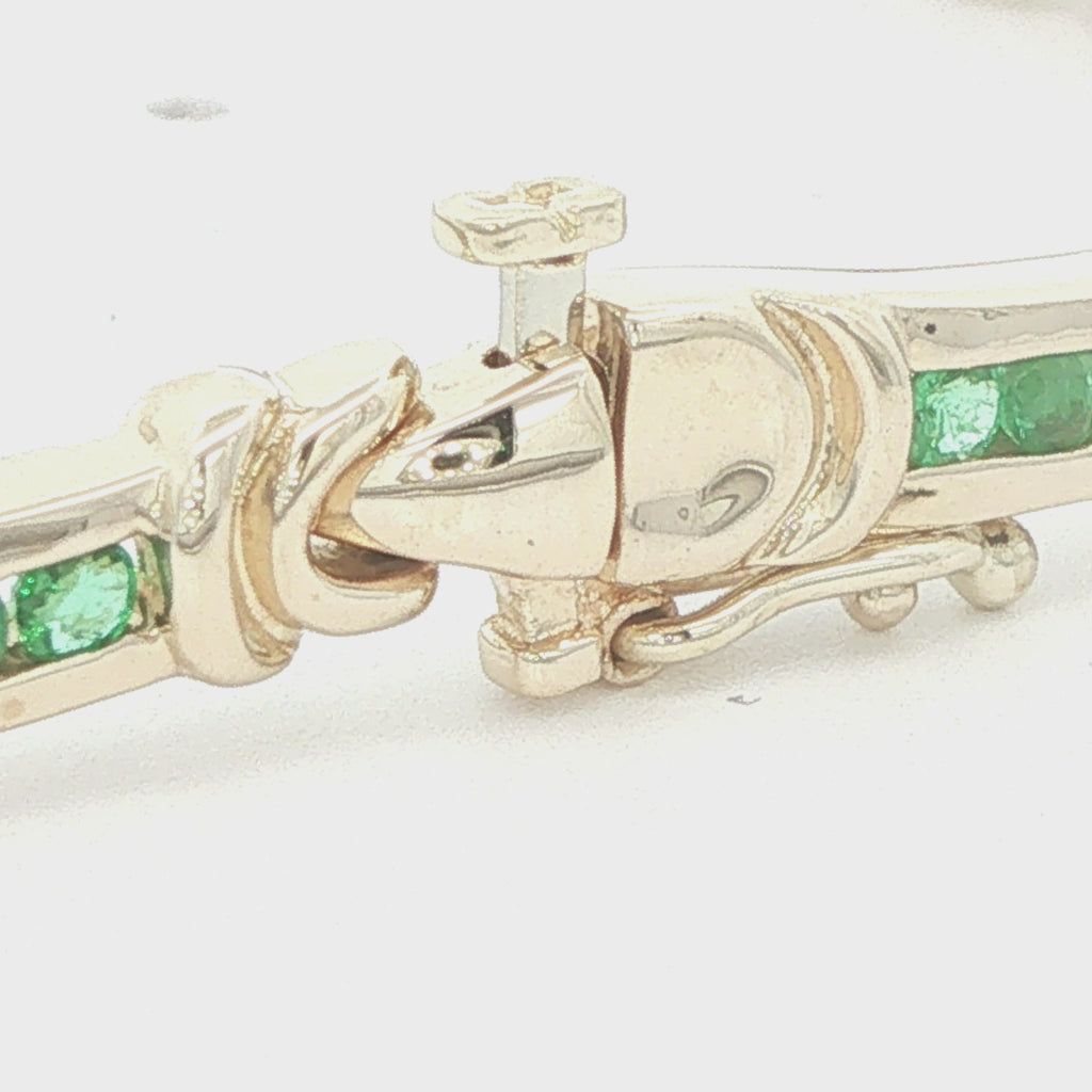 Vintage Circa 1980s 14K Yellow Gold Natural Emerald 3.5 CTW Estate Bracelet – 6.5"