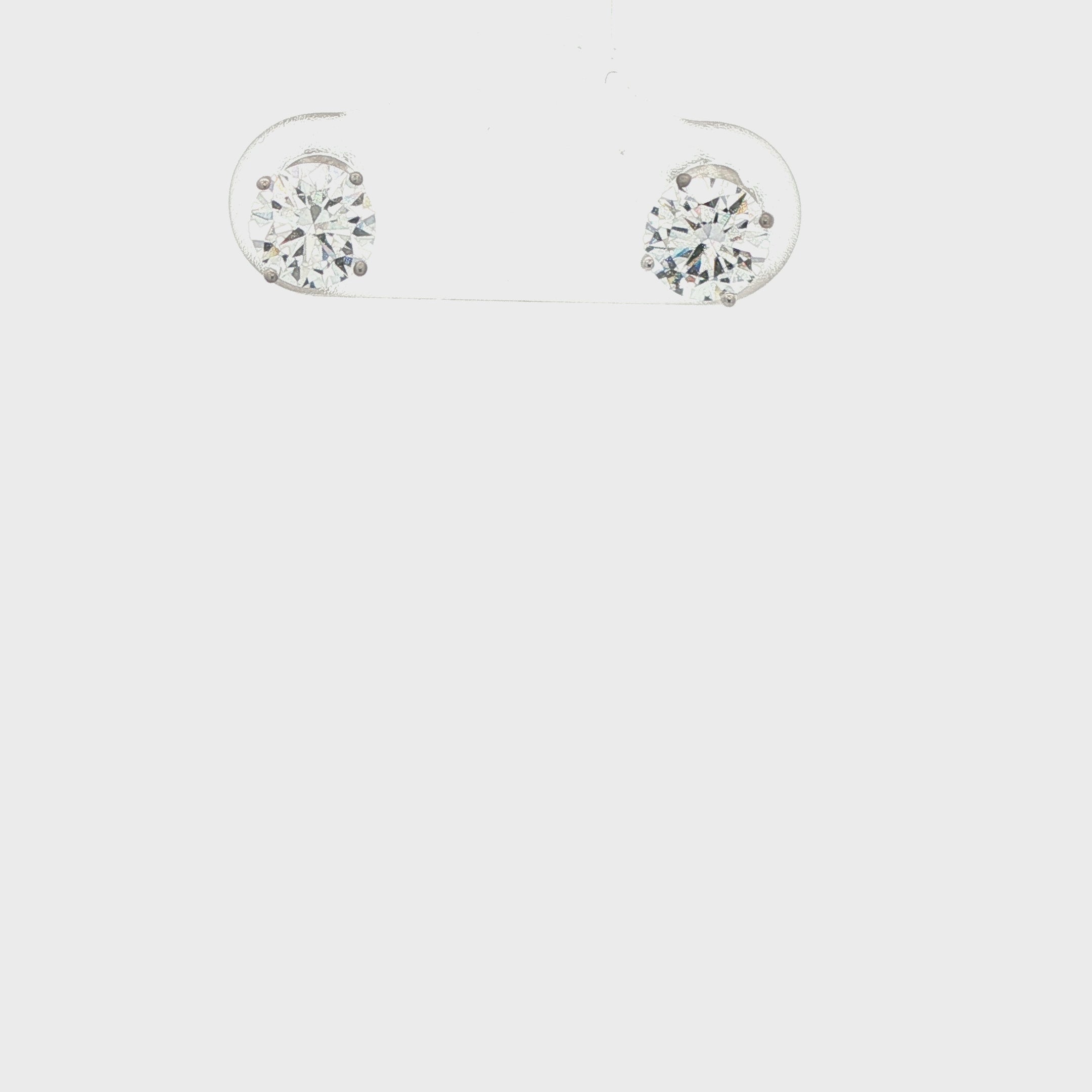 14K White Gold Round Cut Lab-Grown Diamond Earrings - 1.08 ctw VS Clarity