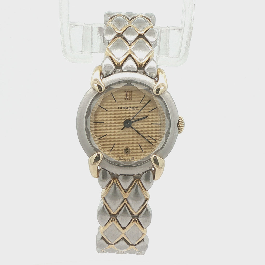 Vintage Circa 1995 Chaumet Griffith 18K Gold & Steel Swiss Quartz Estate Watch