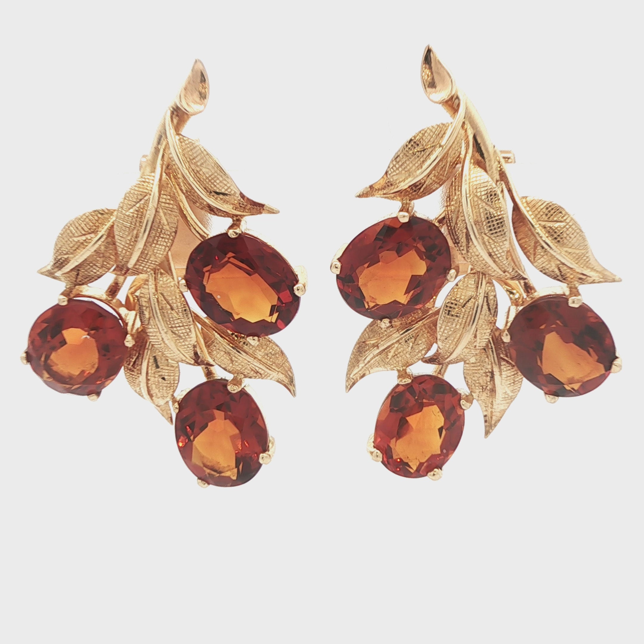 18k Gold Citrine Leaf Earrings