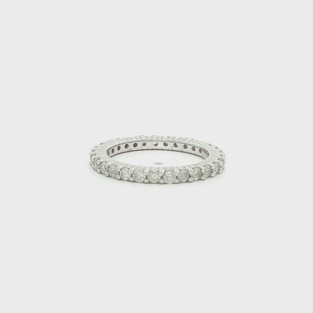 14K White Gold Natural Diamond Eternity Band – 1.00 CTW, Size 6