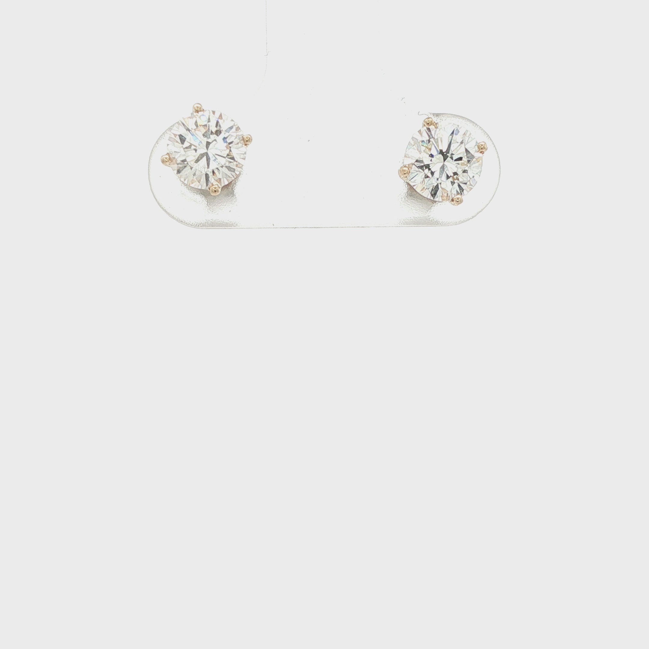 14K Yellow Gold Natural Diamond Stud Earrings 1 CTW VS1 Clarity