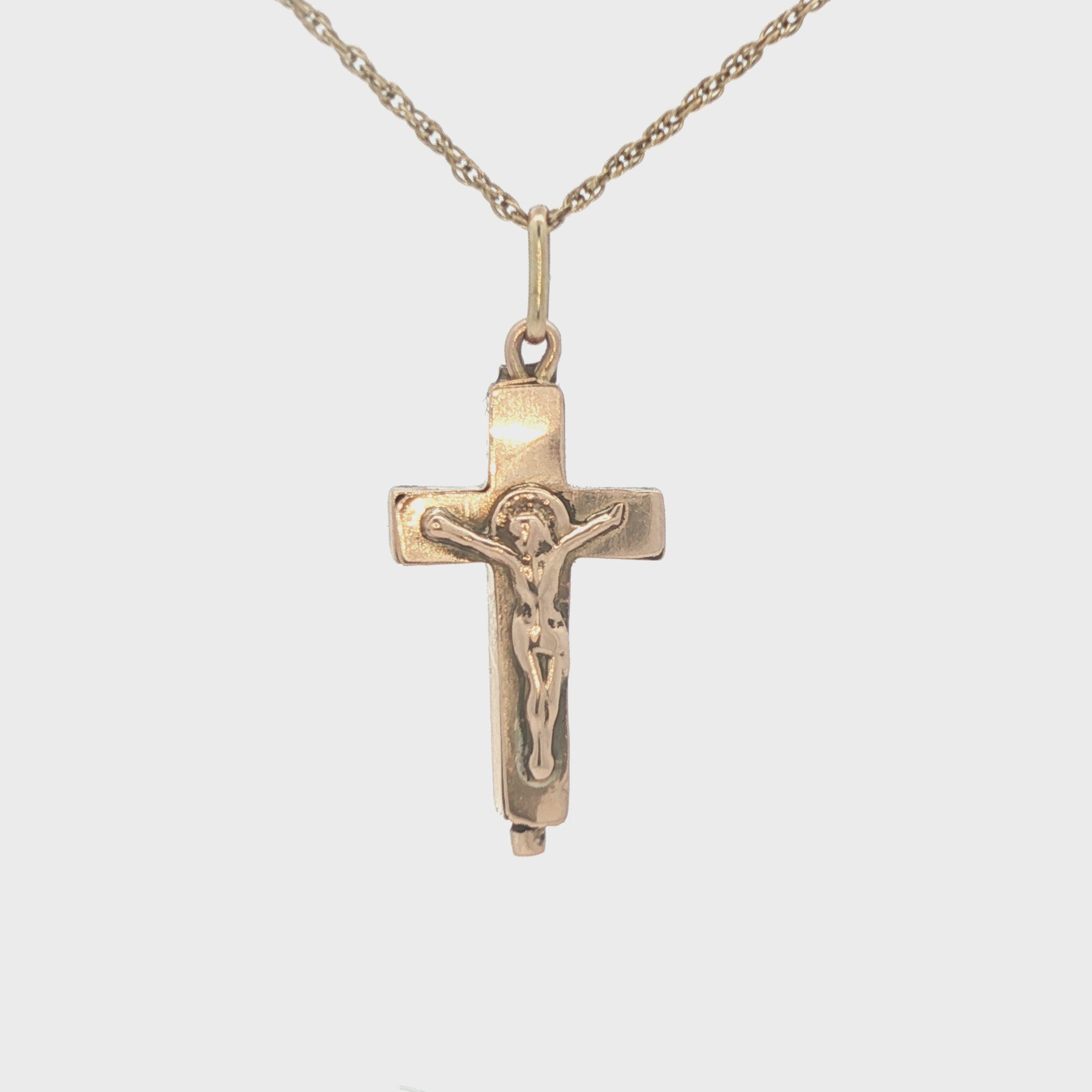 Vintage 14K Yellow Gold Crucifix Pendant - Mid-Century Estate (Circa 1960s-1970s)