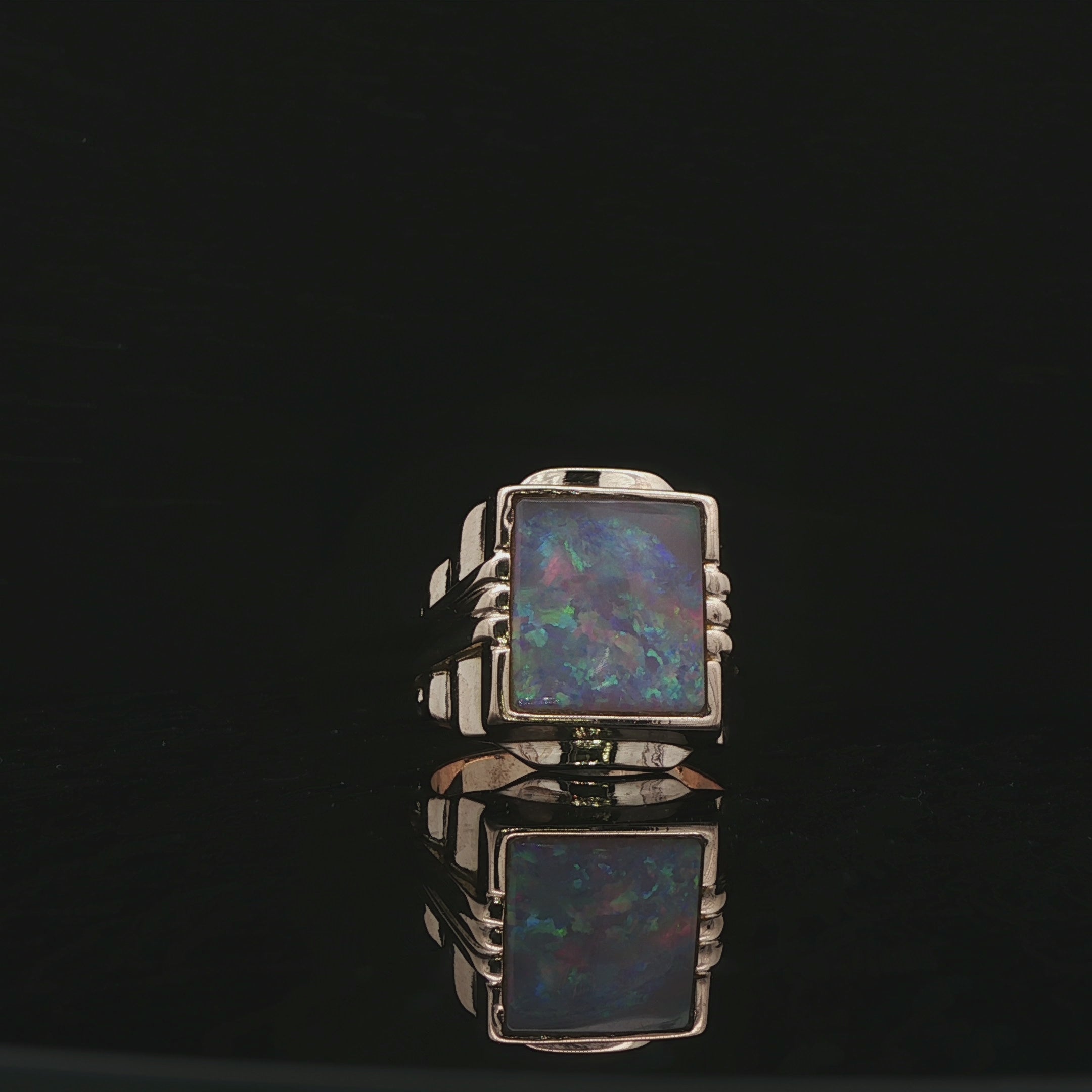 14k Yellow Gold Ring with Square Opal
