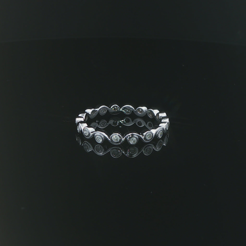 New 10K White Gold 0.33 CTW Natural Diamond Wave Band – Size 6