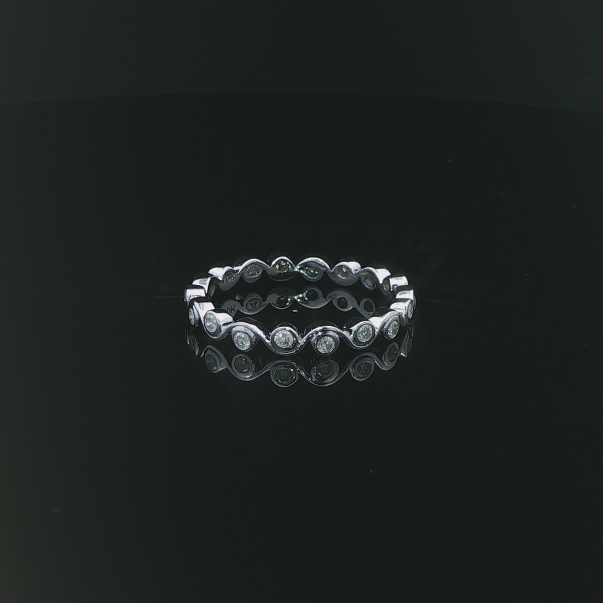 New 10K White Gold 0.33 CTW Natural Diamond Wave Band – Size 6