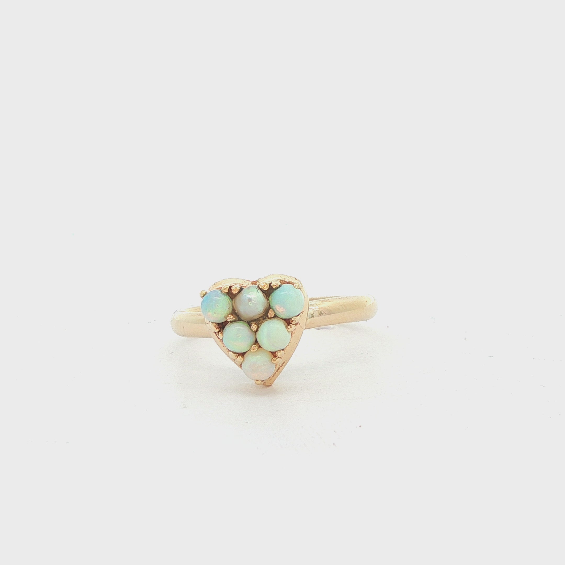 14K Yellow Gold Heart Opal Ring