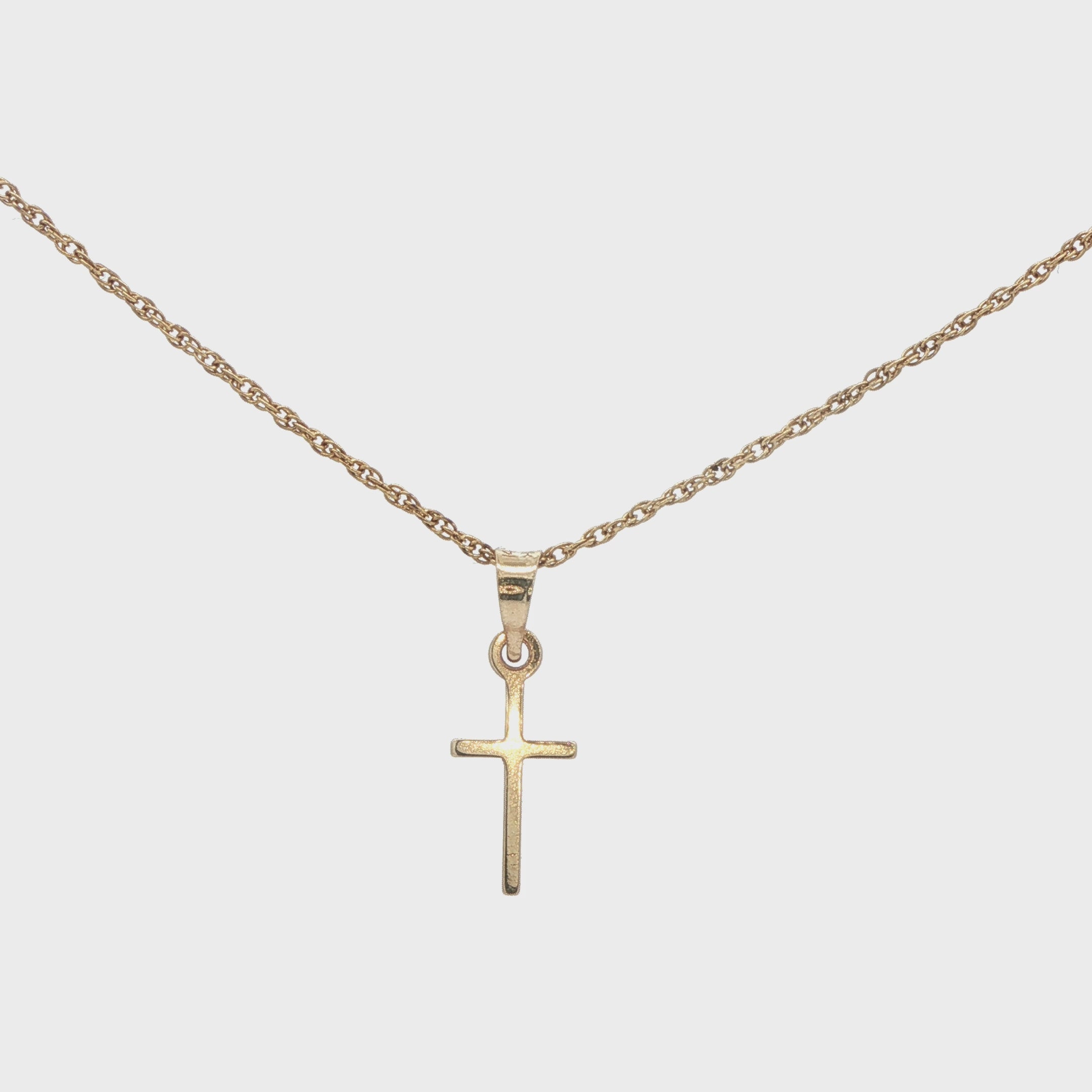 Estate Small 14K Yellow Gold Cross Pendant - Minimalist Faith Jewelry