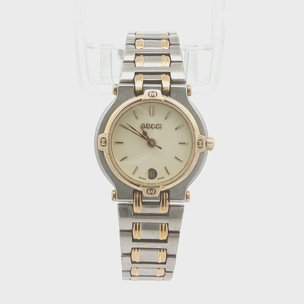 Vintage 1990s Gucci 9000L Swiss Quartz Two-Tone 26mm Estate Watch