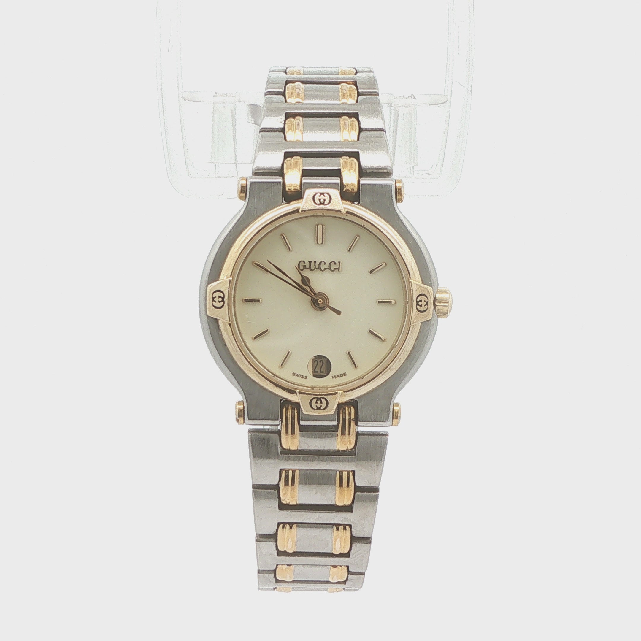 Vintage 1990s Gucci 9000L Swiss Quartz Two-Tone 26mm Estate Watch