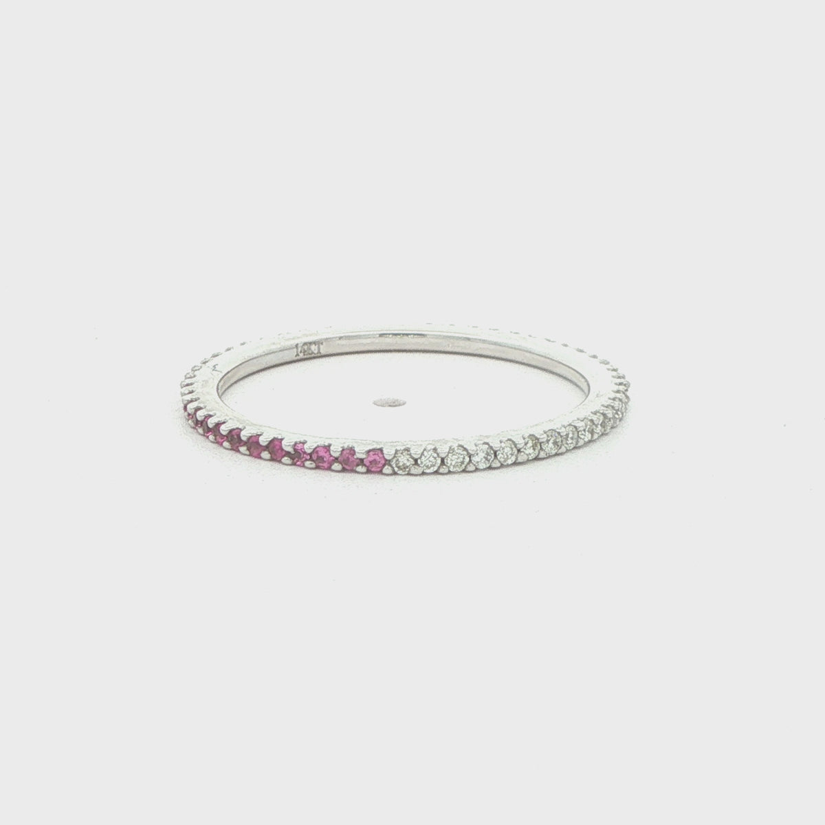 14K White Gold Pink Sapphire & Natural Diamond Band – 0.30 CTW