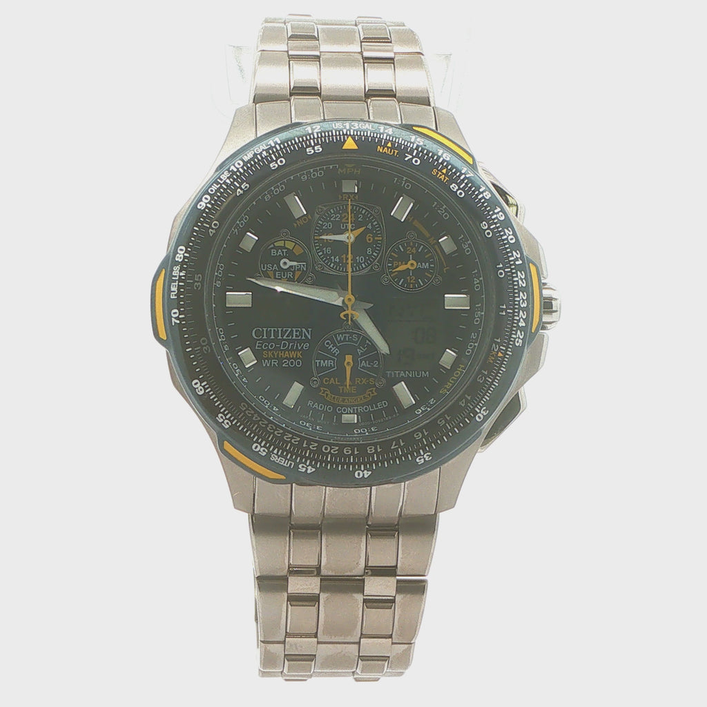 Estate Citizen Eco-Drive Skyhawk Titanium WR200 Radio Controlled Watch Black Dial 48mm
