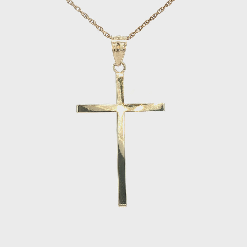 Vintage Estate 14K Yellow Gold Cross Pendant – Classic Polished Finish