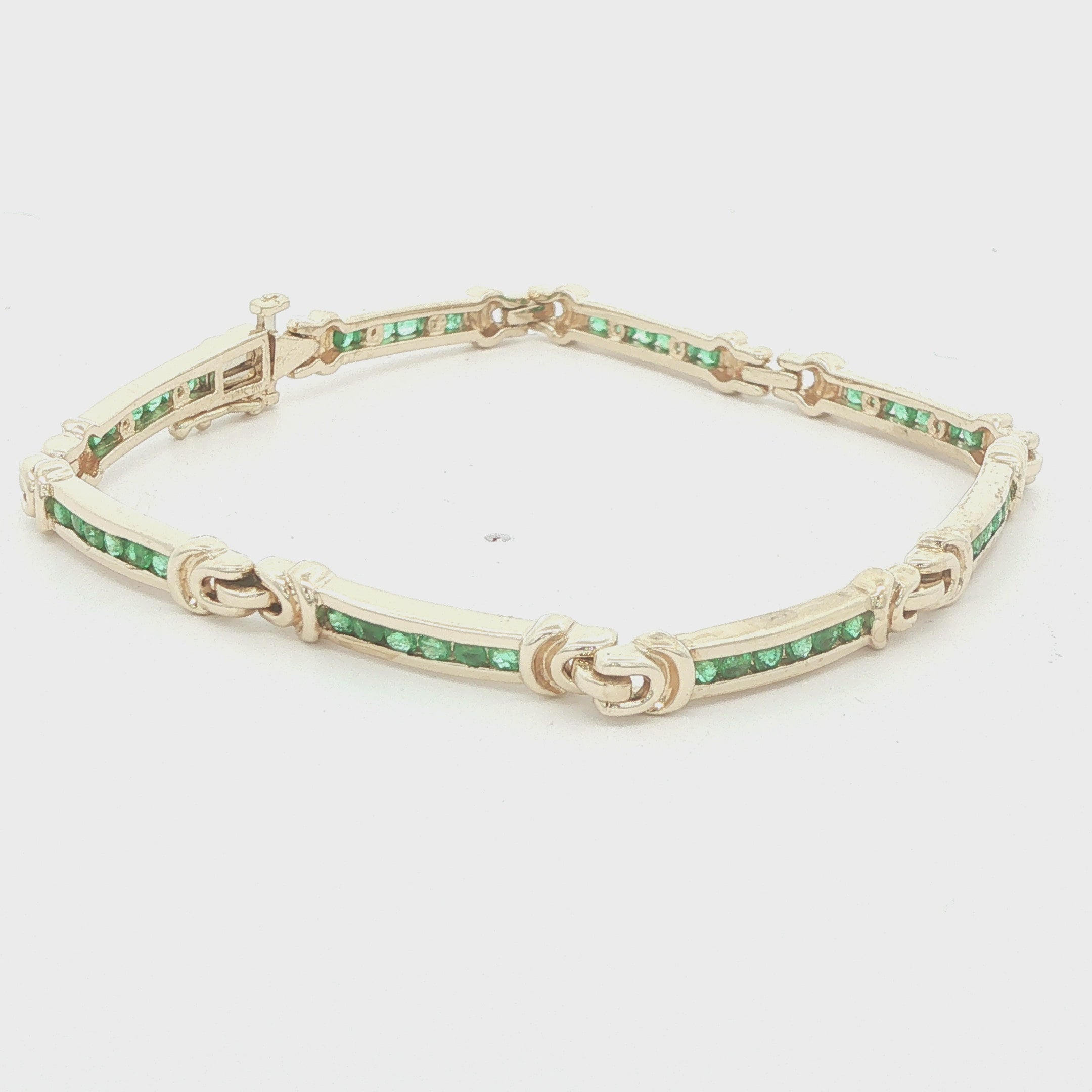 Vintage Circa 1980s 14K Yellow Gold Natural Emerald 3.5 CTW Estate Bracelet – 6.5"
