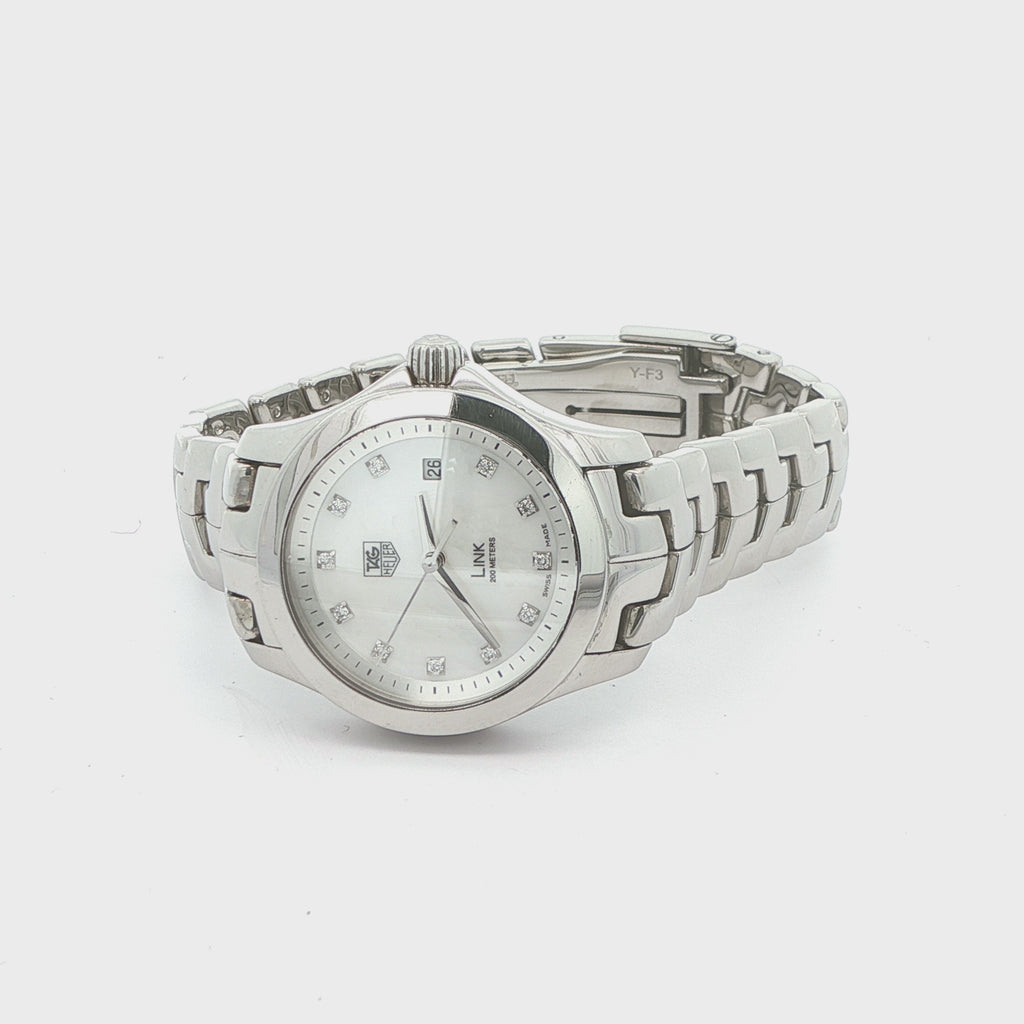Estate TAG Heuer Link Professional 200M Diamond Dial Stainless Steel Watch c. 1990s–2000s