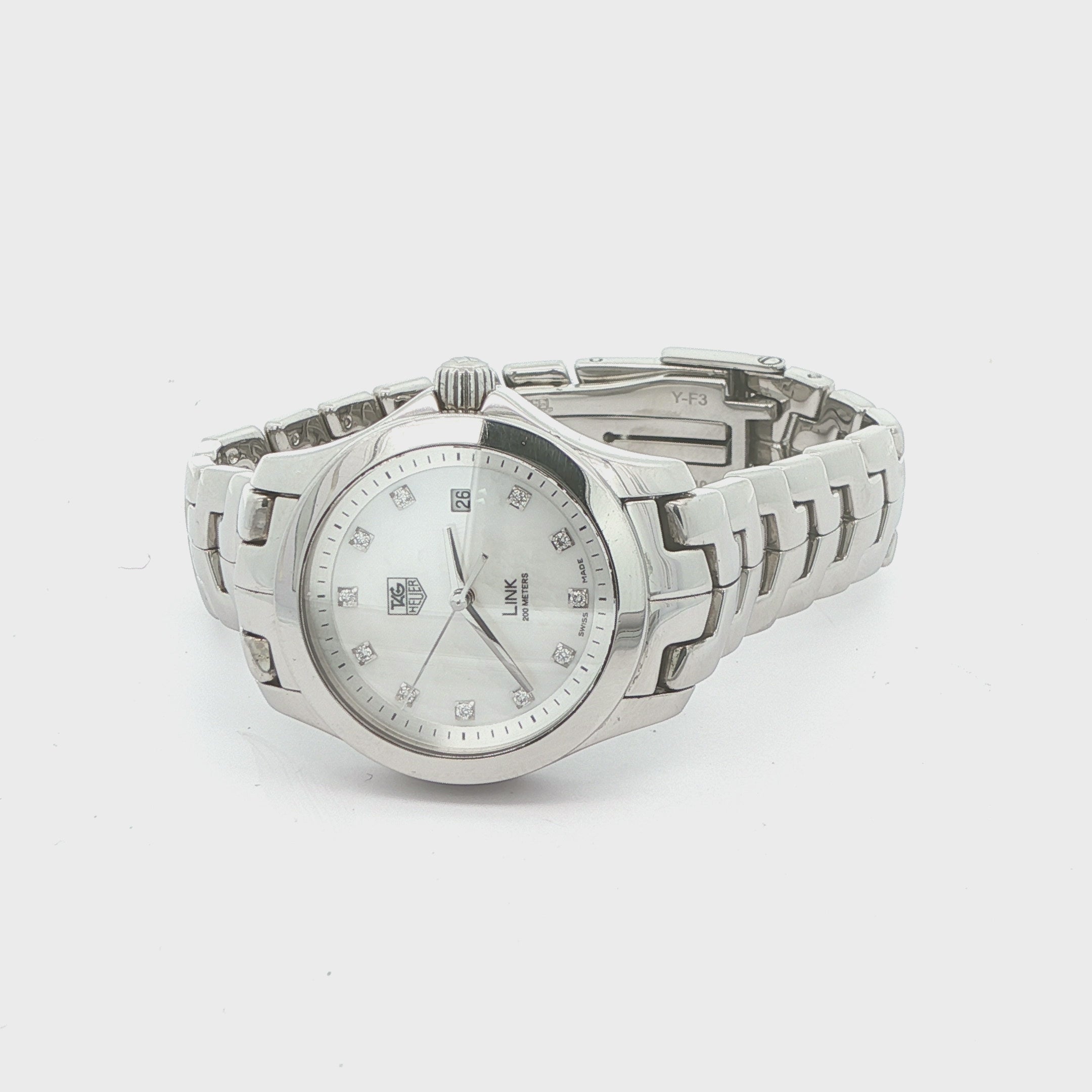 Estate TAG Heuer Link Professional 200M Diamond Dial Stainless Steel Watch c. 1990s–2000s