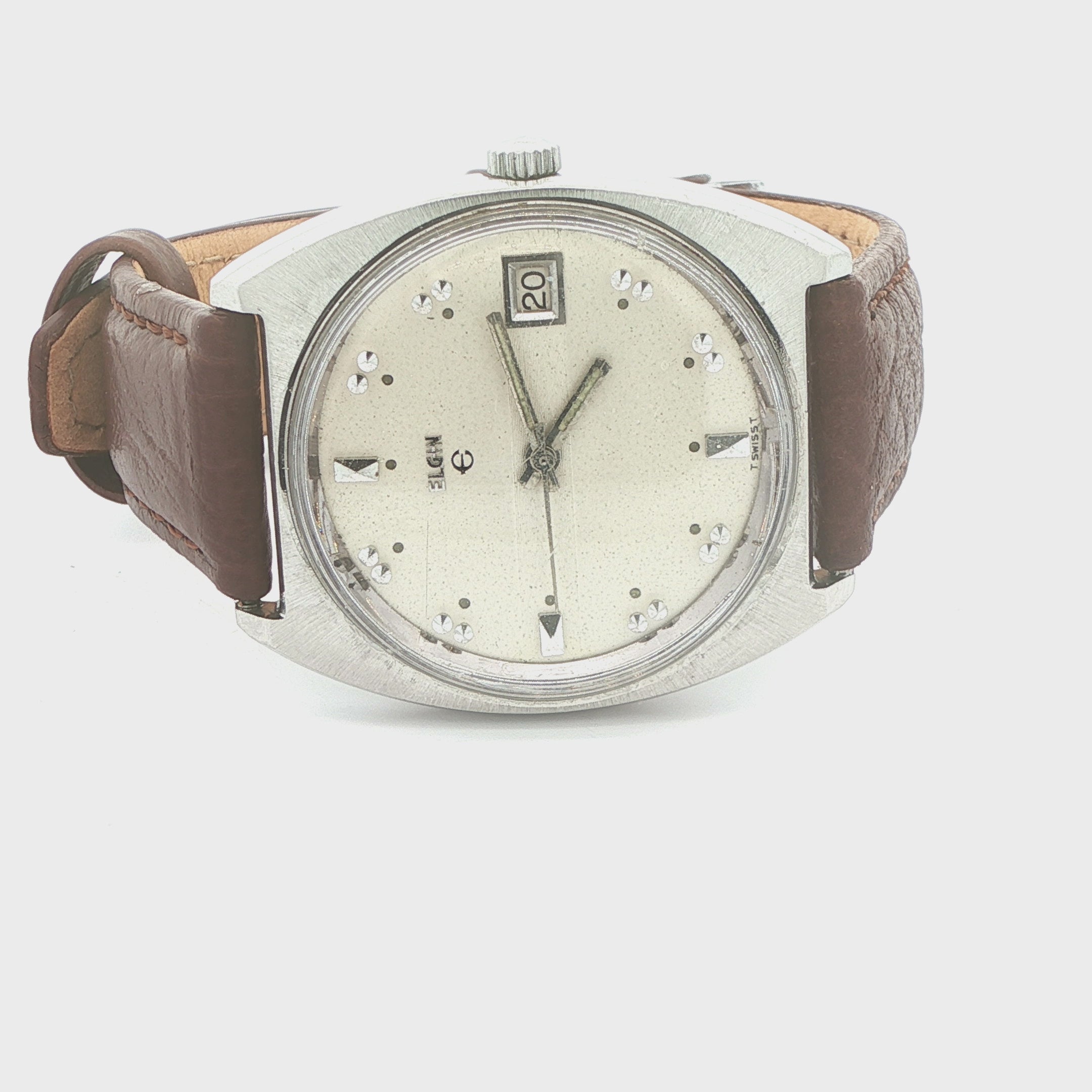 Estate Vintage Elgin Swiss Manual Wind Date Dress Watch Circa 1960s–1970s