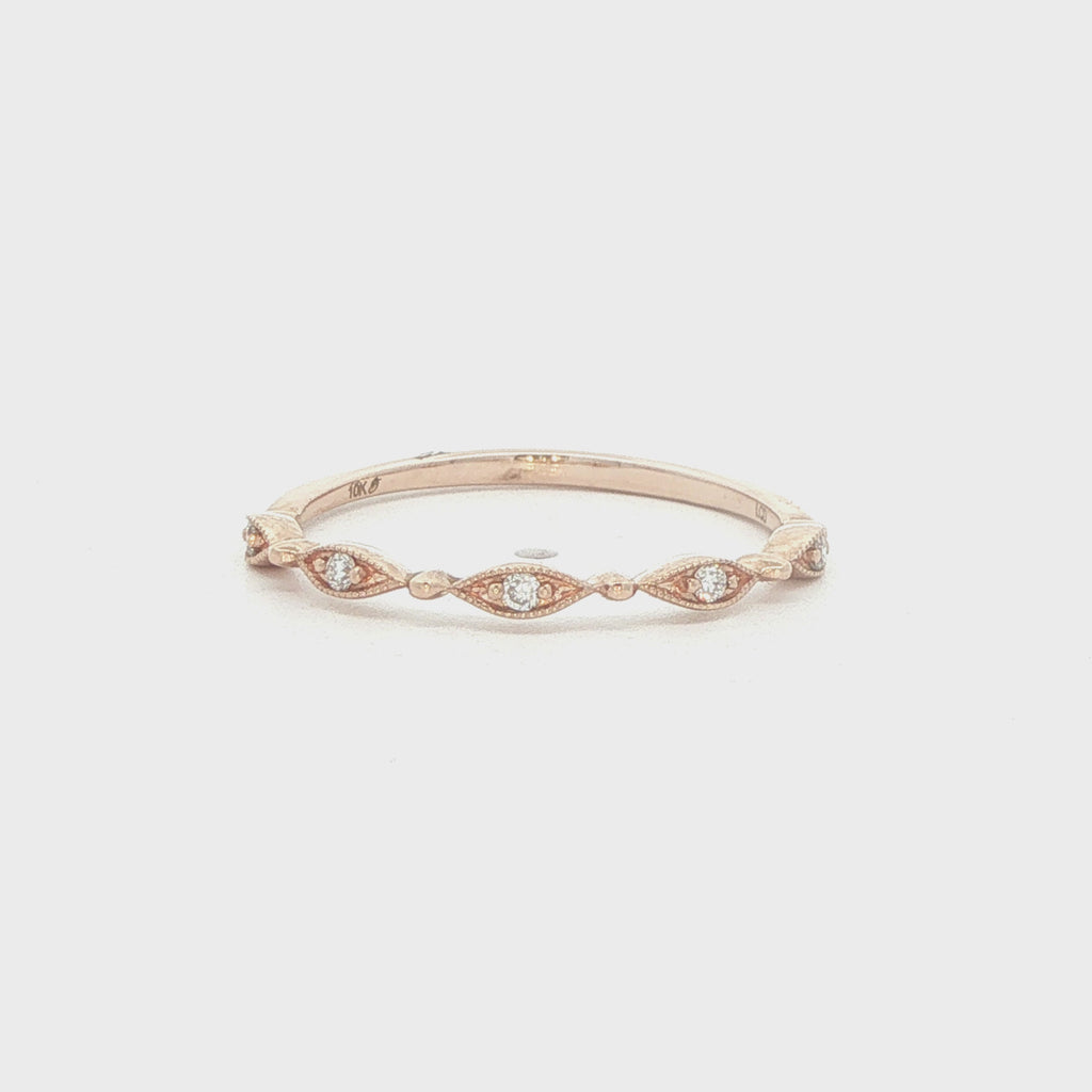 10K Rose Gold 0.05 CTW Lab-Grown Diamond Milgrain Band