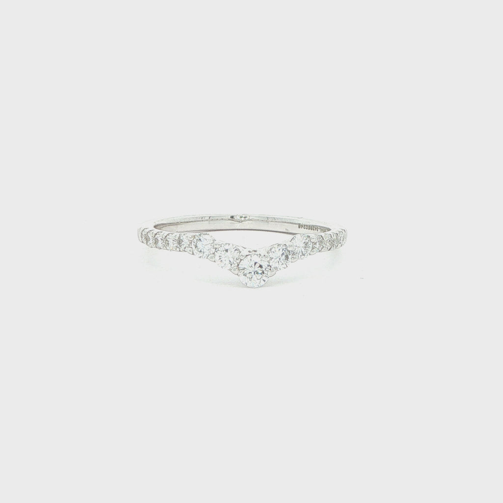 14K White Gold Lab-Grown Diamond Chevron Ring – 0.50 CTW, Size 7