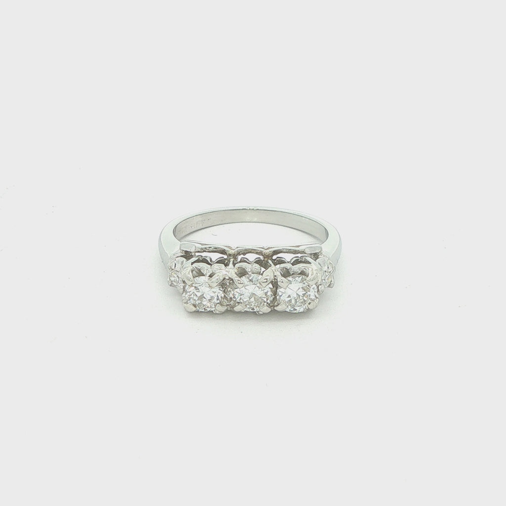 Estate Art Deco Era Natural Old Mine Cut Diamond Ring Circa 1920s–1930s in 18K White Gold 3/4 CTW Size 6.75