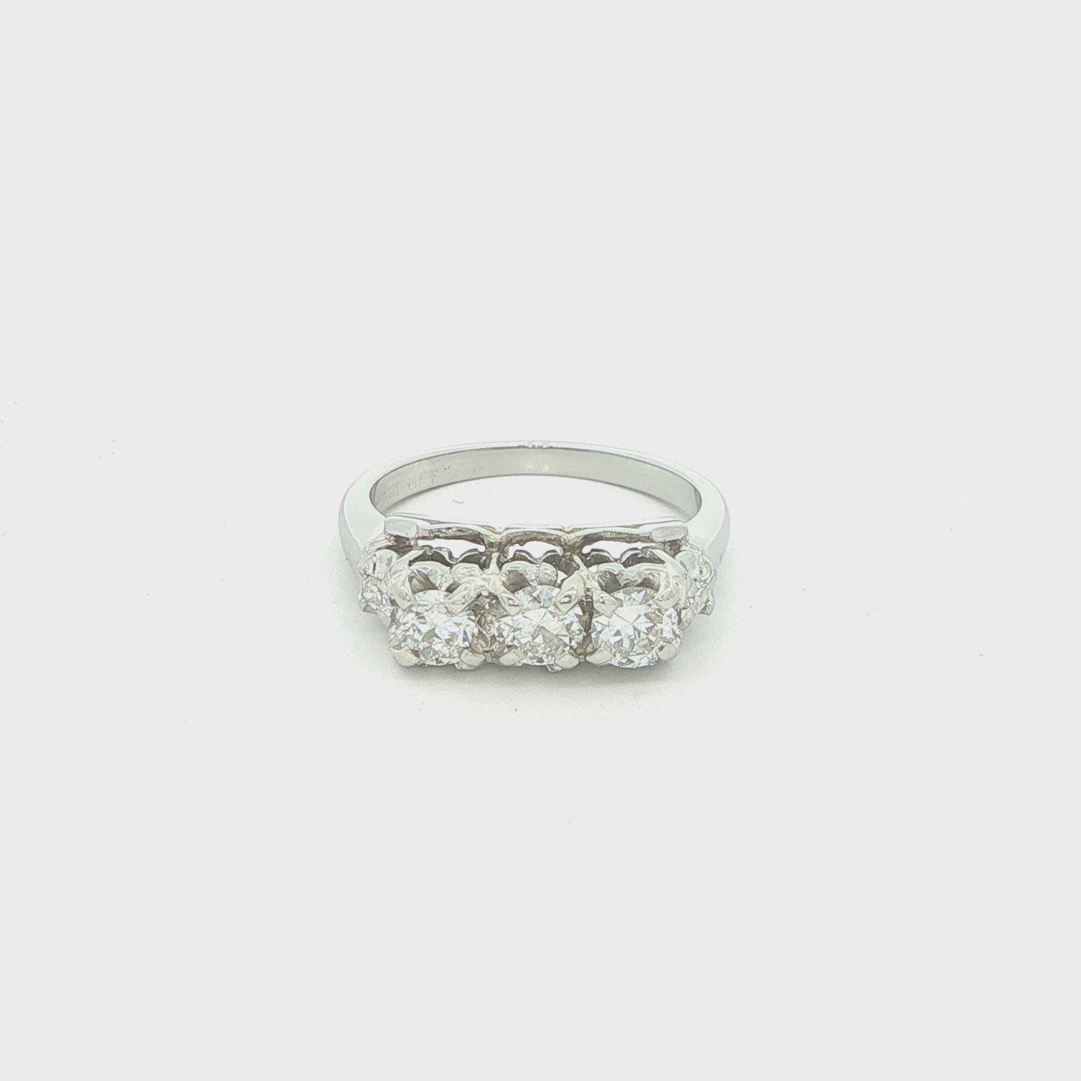 Estate Art Deco Era Natural Old Mine Cut Diamond Ring Circa 1920s–1930s in 18K White Gold 3/4 CTW Size 6.75