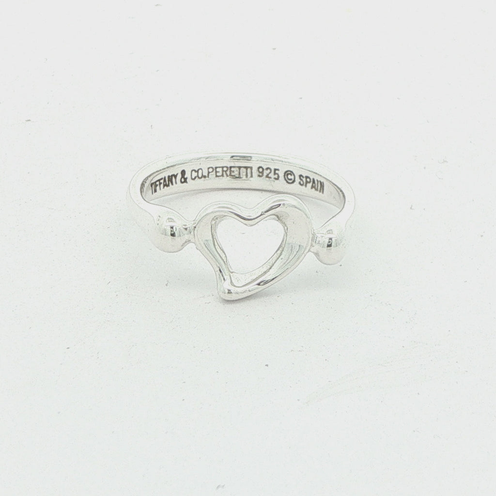 Vintage Tiffany & Co. Elsa Peretti Sterling Silver Open Heart Ring Size 5