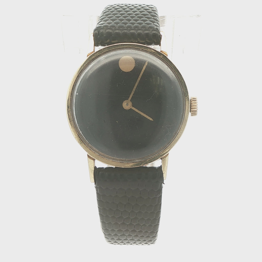 Estate 1960s Omega Swiss 14K Gold Mystery Dial Watch – Black Dial Manual Wind Vintage