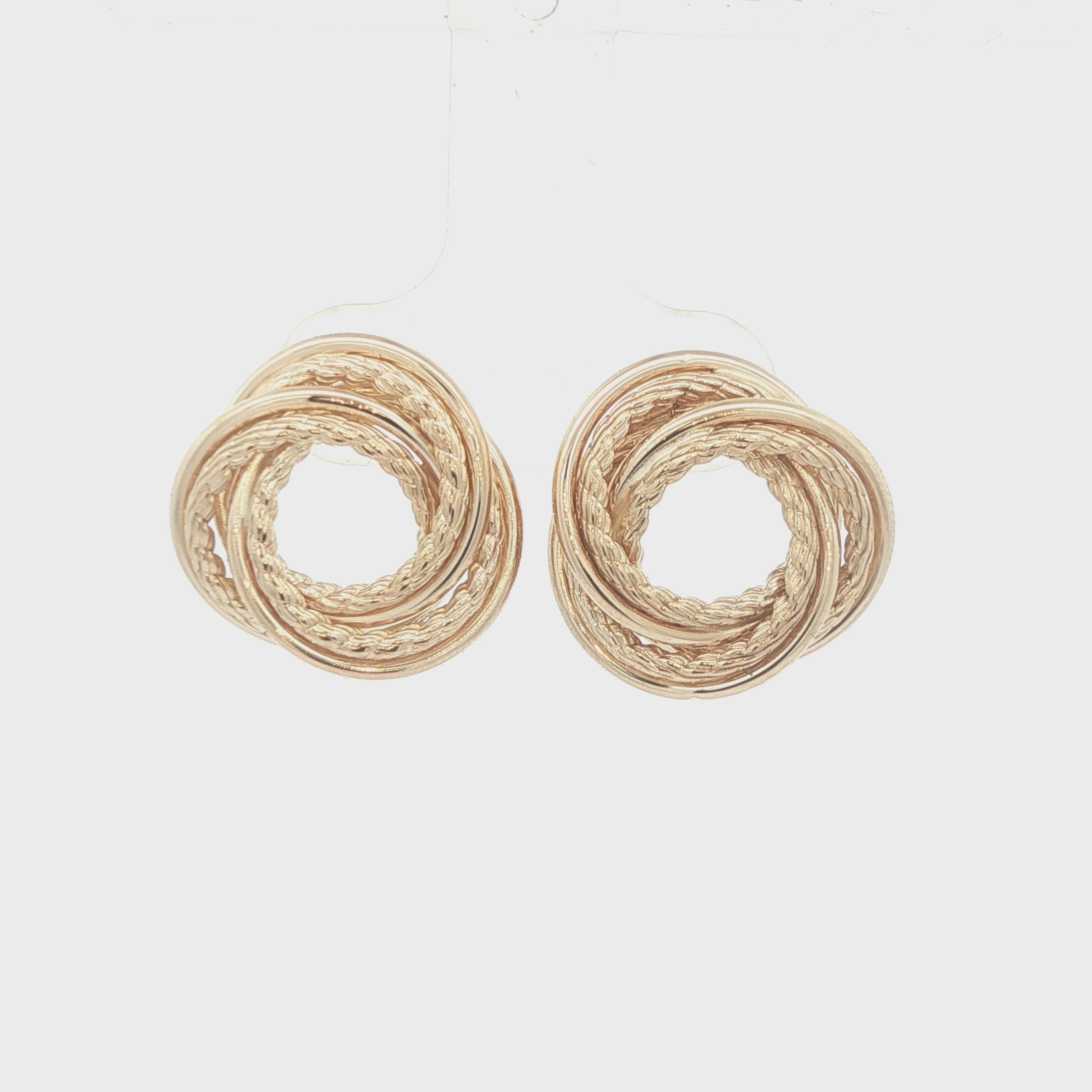 Estate Vintage 14K Yellow Gold Double Circle Rope Knot Earrings Circa 1980s–1990s