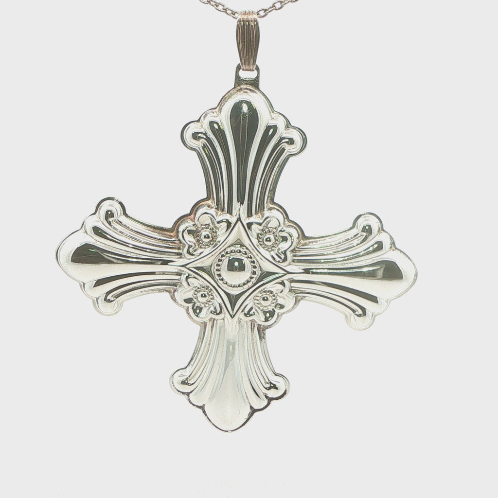 Estate Reed & Barton 1985 Sterling Silver Christmas Cross Pendant Ornament