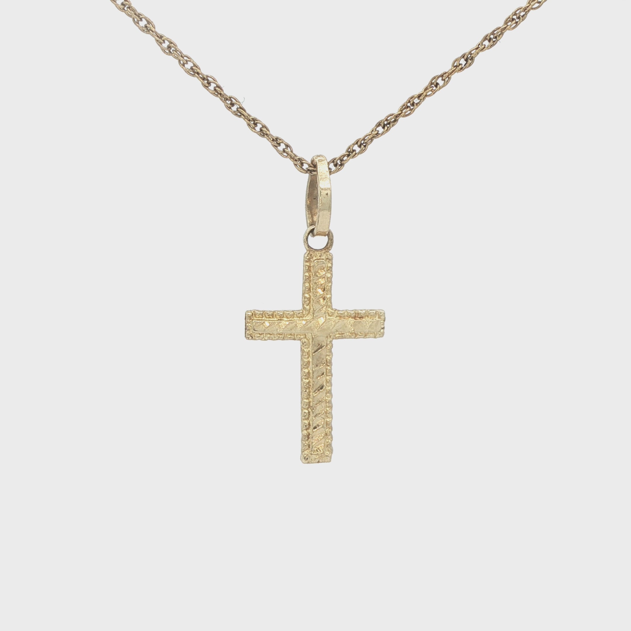 Estate 14K Yellow Gold Textured Nugget Cross Pendant – Circa 1980s – 22.2mm