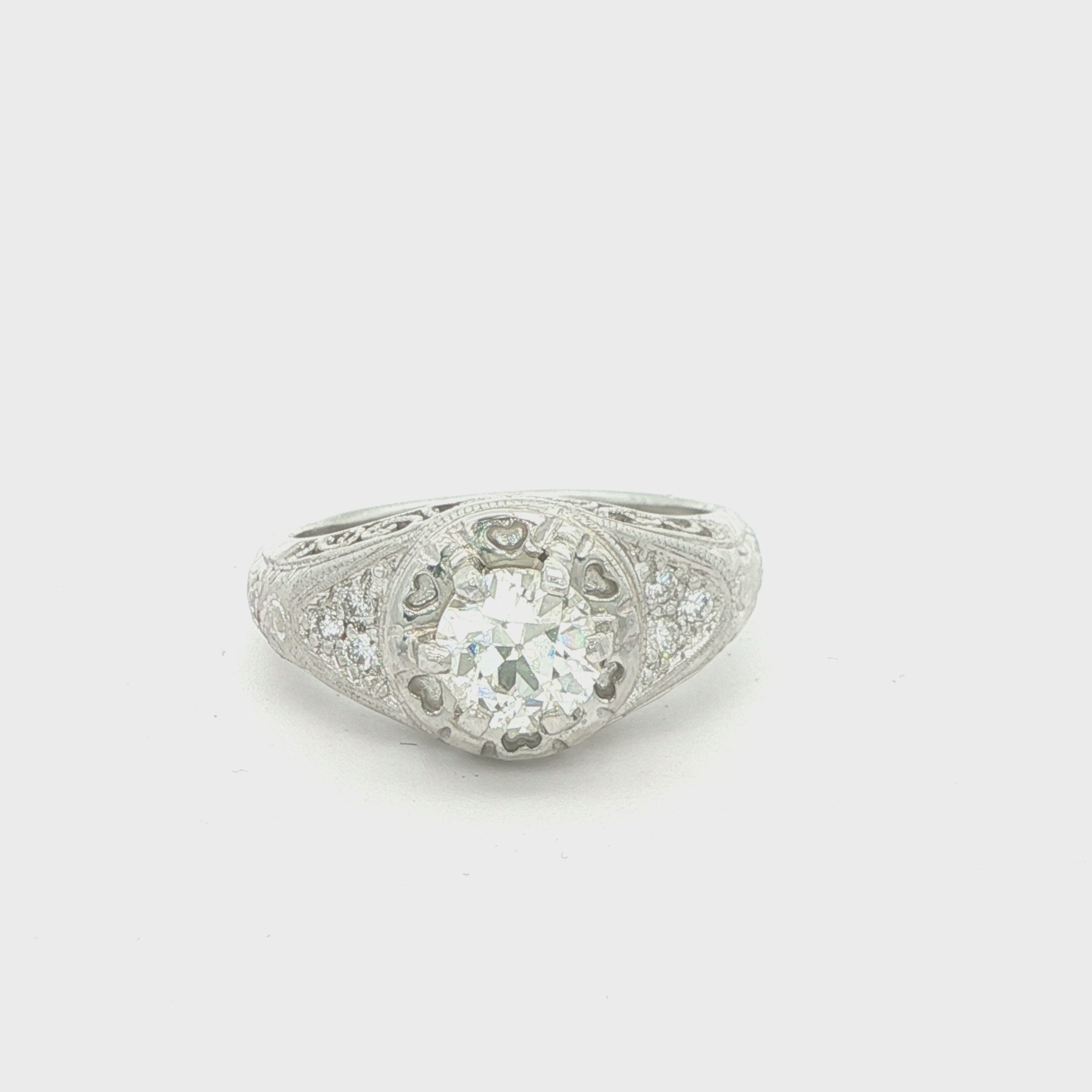 Estate Art Deco Era Platinum Filigree Diamond Ring Circa 1920s–1930s – 1.05CT VS1 G/H