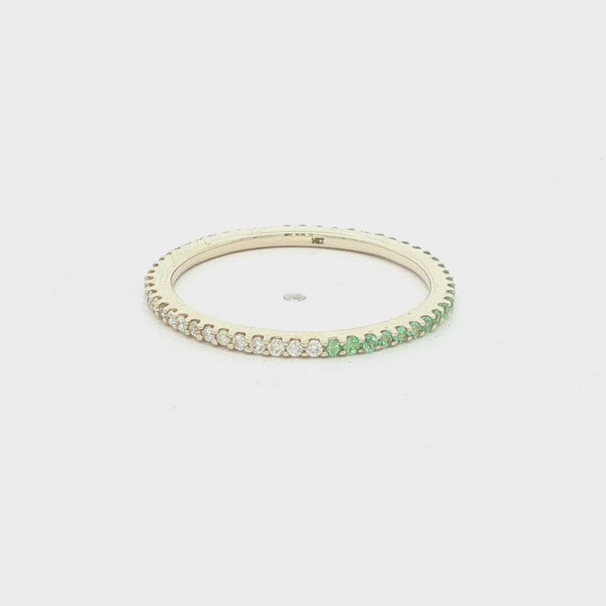 14K Yellow Gold Natural Emerald & Diamond Band – Size 6.50