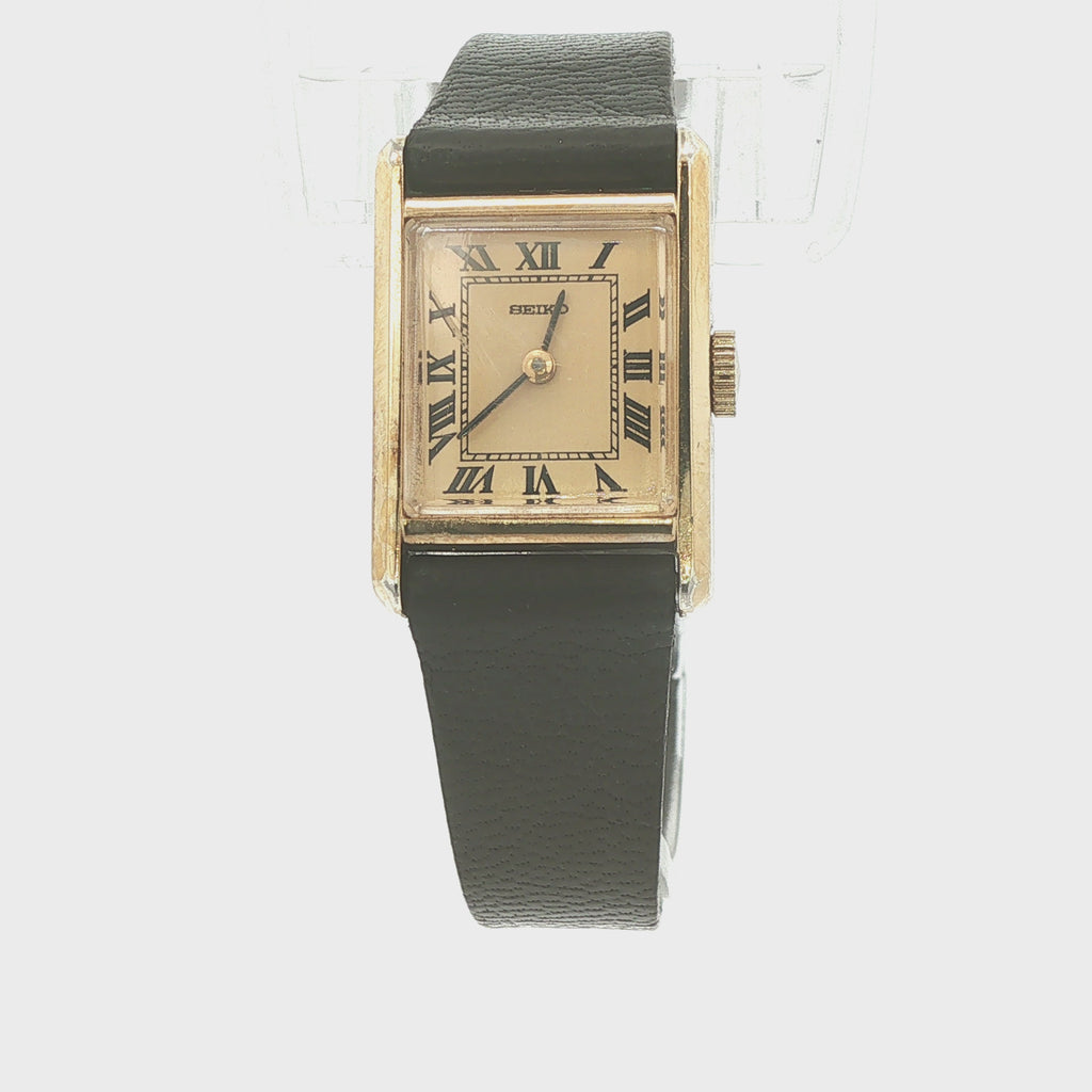 ESTATE Seiko Tank Watch Vintage 1980 Manual Wind 1100-5589 - Original Band