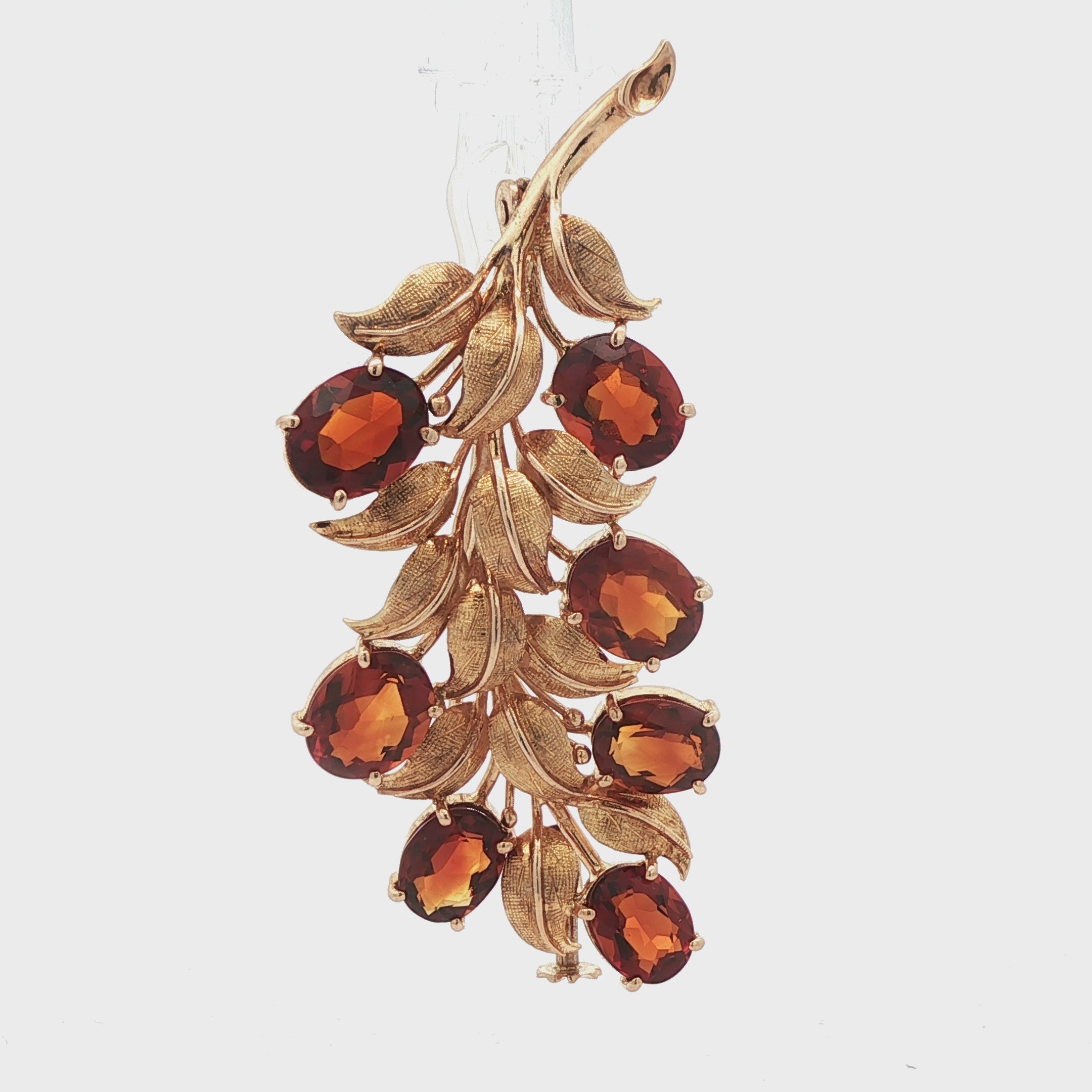 18k Gold Citrine Leaf Brooch