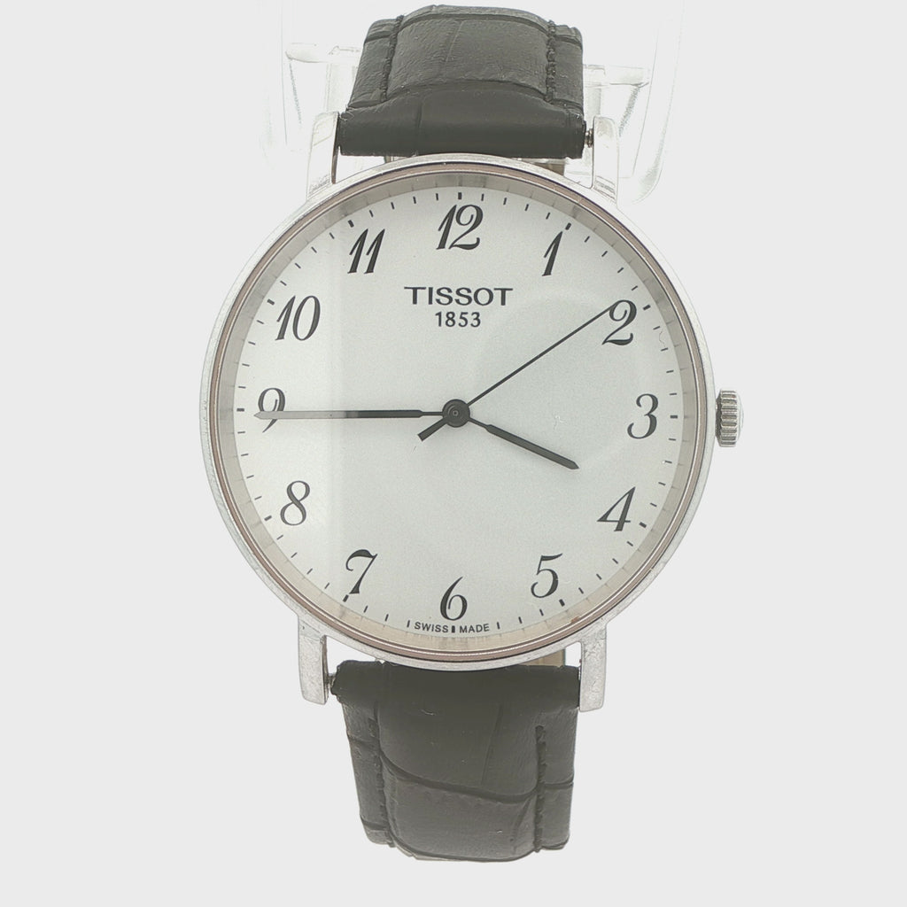 Estate Tissot Everytime 38mm Swiss Quartz Watch Silver Dial Stainless Steel T109.410.16.032.00