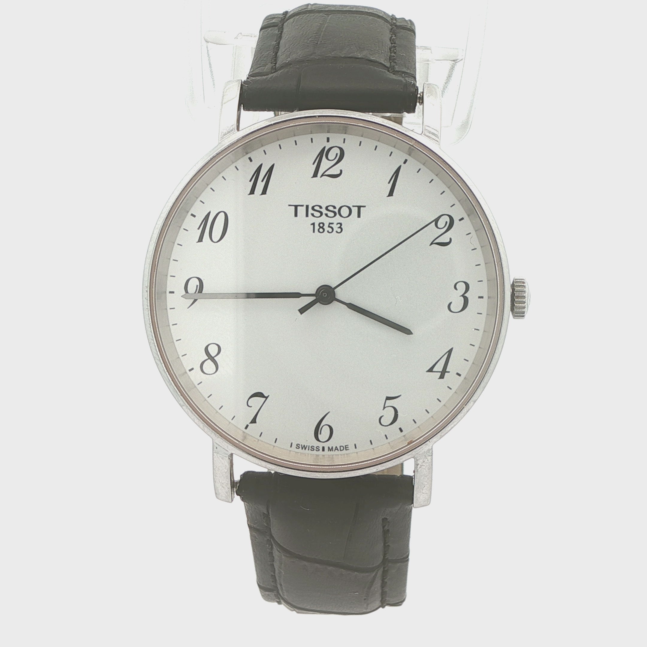 Estate Tissot Everytime 38mm Swiss Quartz Watch Silver Dial Stainless Steel T109.410.16.032.00